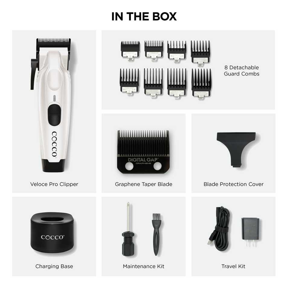COCCO VELOCE PRO CLIPPER – ПРОФЕСИОНАЛНА МЕТАЛНА МАШИНКА С БЕЗЧЕТКОВ МОТОР